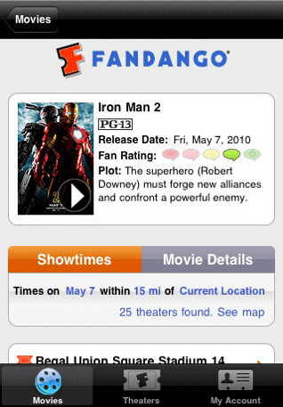 تحميل Fandango Movies  لجوالات iPhone/iPod touch, BlackBerry, Android and Palm Pre!